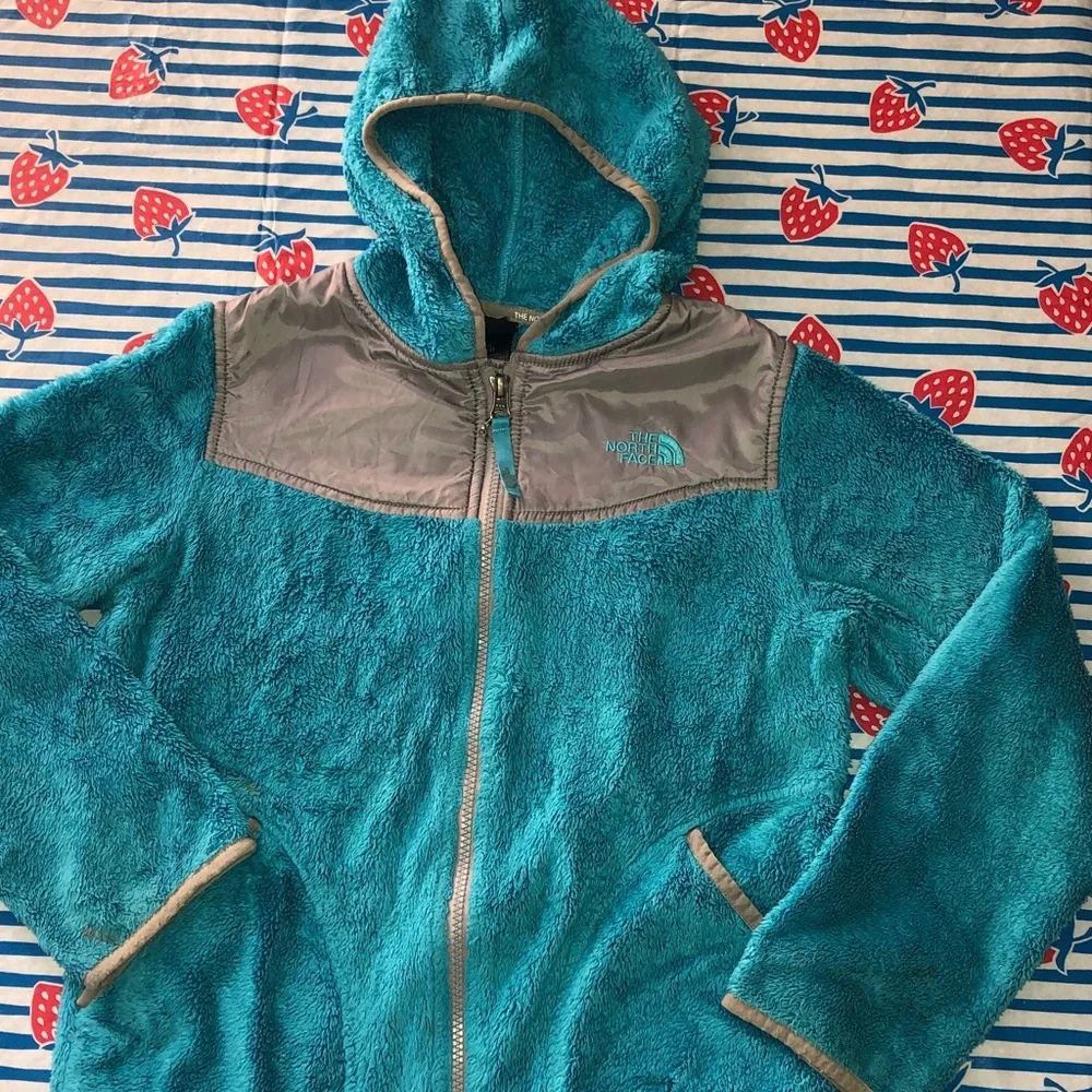 The north face oso hoodie blue fleece jacket girls medium 10 12